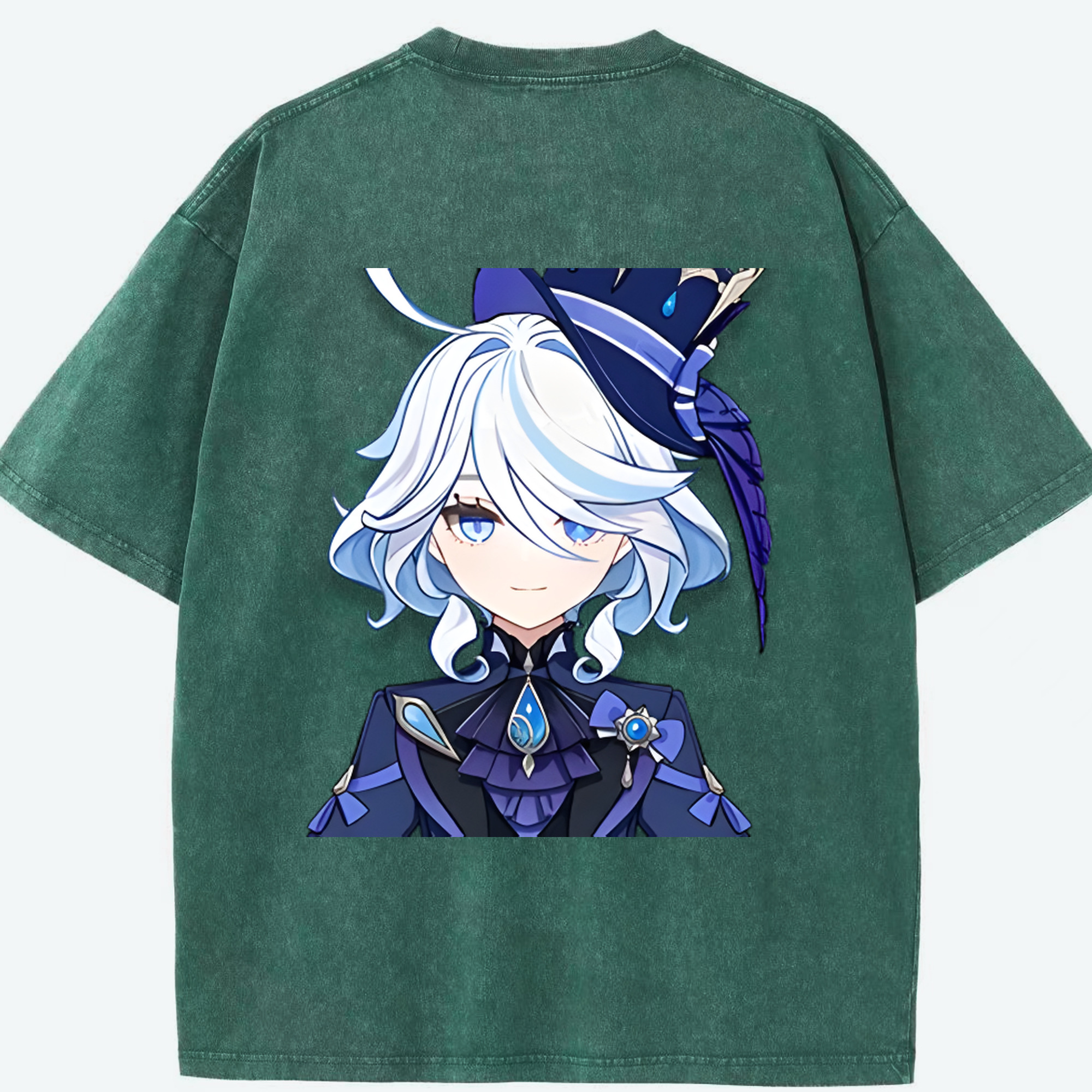 げんし神 フリーナ genshin Furina 綿100% ヴィンテージ風 半袖Tシャツ（背面プリント）